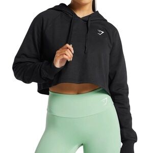 GYMSHARK Black Cropped Crop Hoodie Hooded Sweatshirt Athletic Size Small